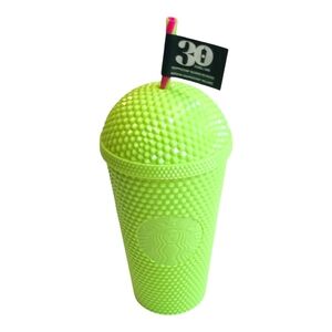 NWT Starbucks 30th Anniversary Neon Green Dome Studded Tumbler 16oz Rare